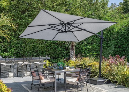 Treasure Garden - AG25T 10' Square Cantilever Umbrella - black / natural (A) Sunbrella®