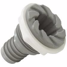 JET BULKHEAD FITTING, WATERWAY, 3/4"B, SWIRLl, GREY