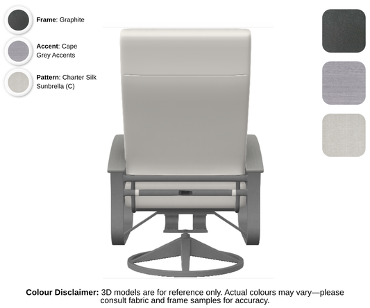 Telescope - Belle Isle - Cushion Supreme Swivel Rocker - graphite frame / cape grey accent / charter silk (C)
