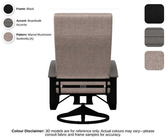 Telescope - Belle Isle - Cushion Supreme Swivel Rocker - black frame / boardwalk accent / marvel mushroom (A)