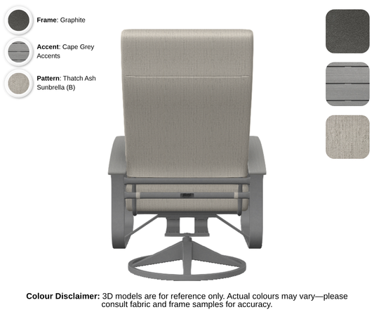 Telescope - Belle Isle - Cushion Supreme Swivel Rocker - graphite frame / cape grey accent / thatch ash (B)