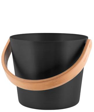 Matte black sauna bucket and ladle