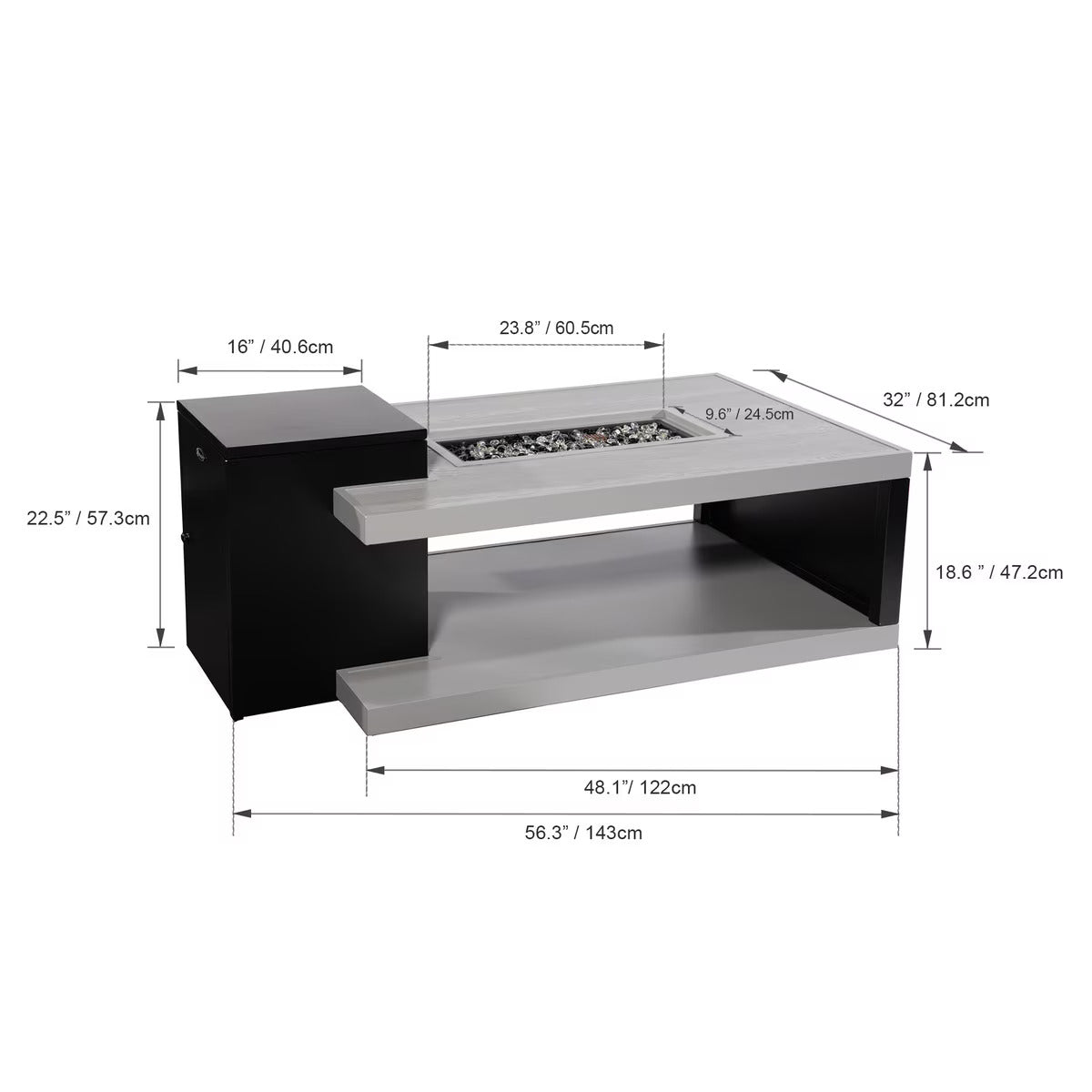 Paramount Dray Aluminum Convertible Fire Table