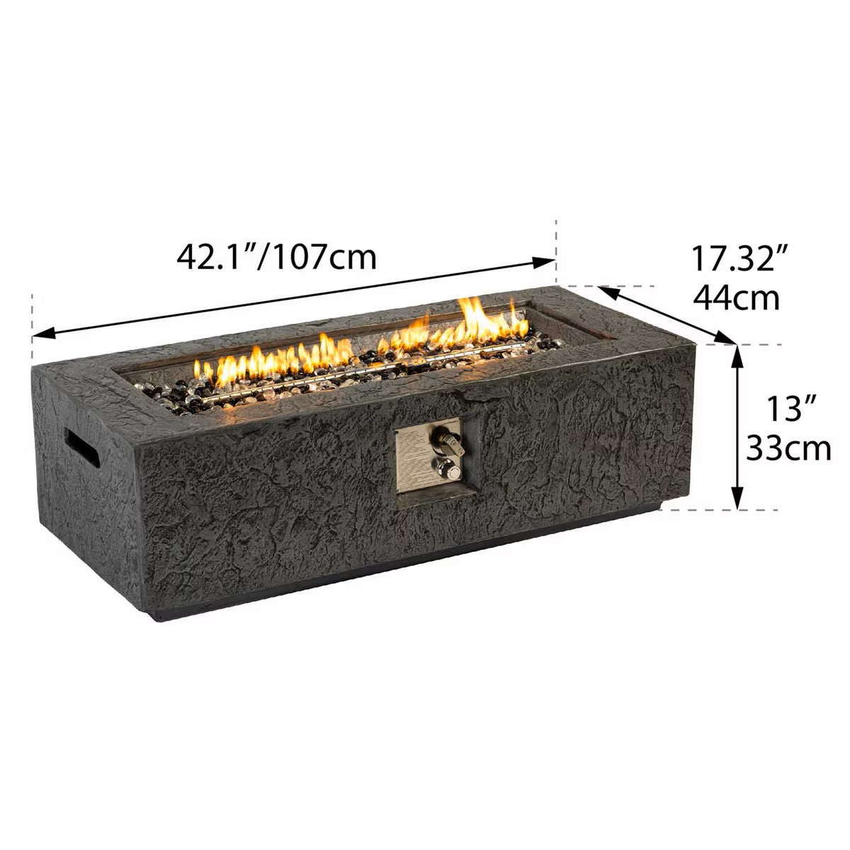 Paramount Rocco Rectangular Fire Pit Table