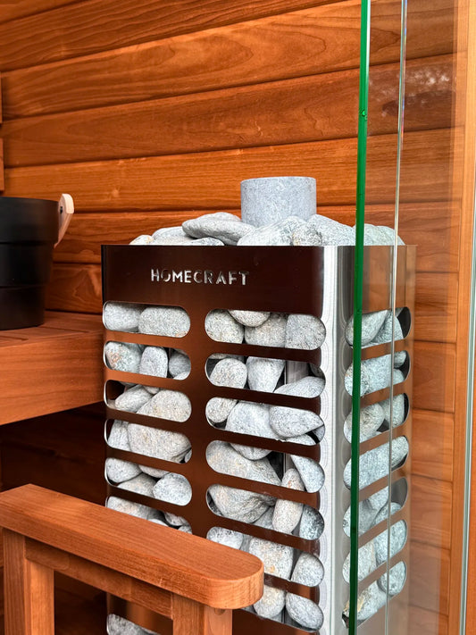 Soapstone rocks filling a Revive Slim heater