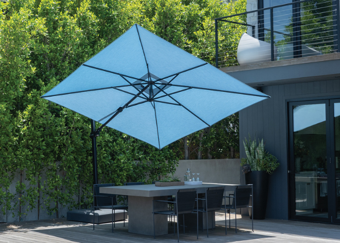 Treasure Garden - AG25T 10' Square Cantilever Umbrella - black / aruba (A) Sunbrella®