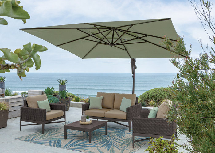 Treasure Garden - AKZ Plus 10' x 13' Rect. Cantilever Umbrella - black / bliss pebble (A)