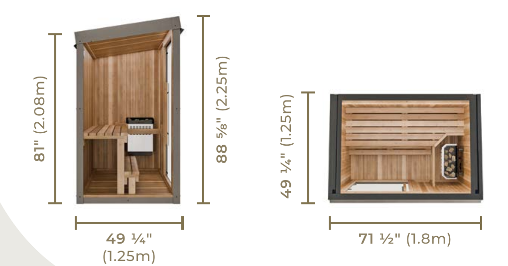 4' x 6' Visscher Luxe Nature Series Sauna –  (2-3 Person, 7.5 kW)