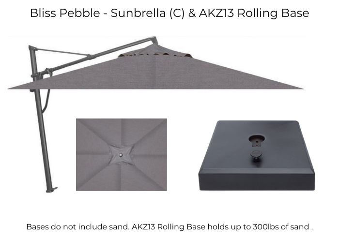 Treasure Garden - AKZ Plus 10' x 13' Rect. Cantilever Umbrella - black / bliss pebble (A)