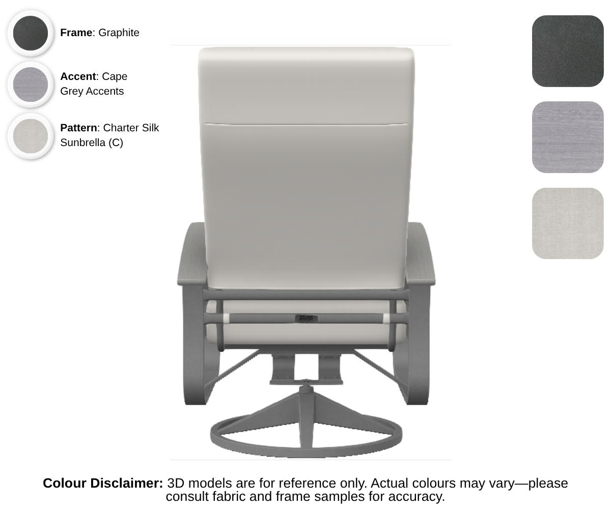Telescope - Belle Isle - Cushion Supreme Swivel Rocker - graphite frame / cape grey accent / charter silk (C)