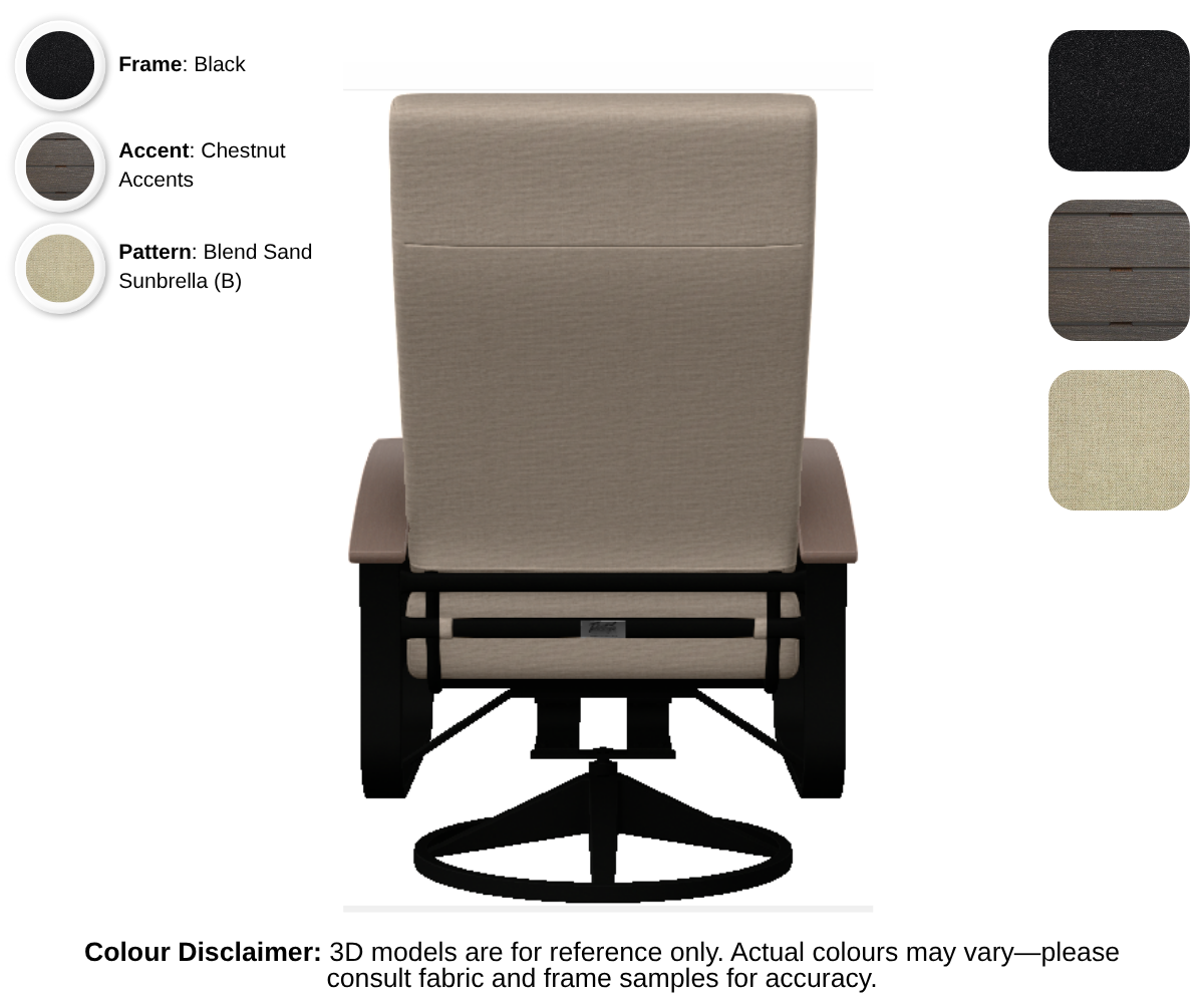 Telescope - Belle Isle - Cushion Supreme Swivel Rocker - black frame / chestnut accent / blend sand (B)