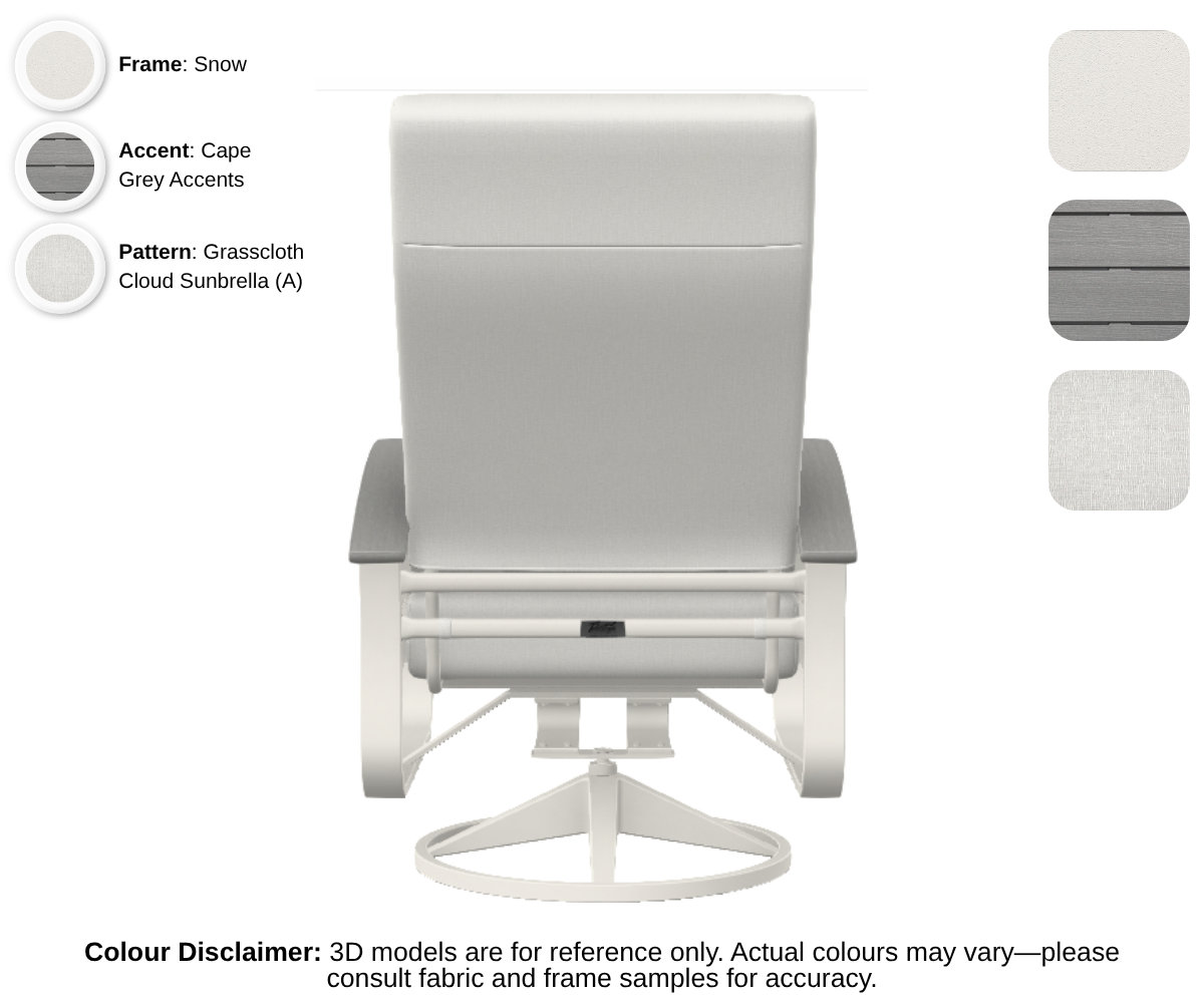 Telescope - Belle Isle - Cushion Supreme Swivel Rocker - snow frame / cape grey accent / grasscloth cloud (A)