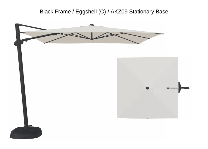 Treasure Garden - AG25T 10' Square Cantilever Umbrella - black / eggshell (C) Sunbrella®