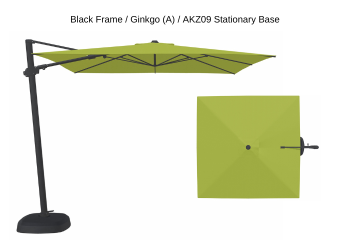 Treasure Garden - AG25T 10' Square Cantilever Umbrella - black / ginkgo (A) Sunbrella®