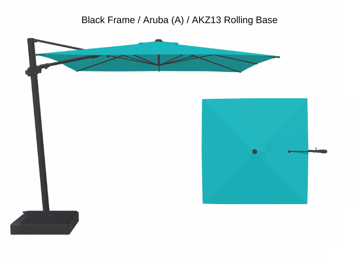 Treasure Garden - AG25T 10' Square Cantilever Umbrella - black / aruba (A) Sunbrella®