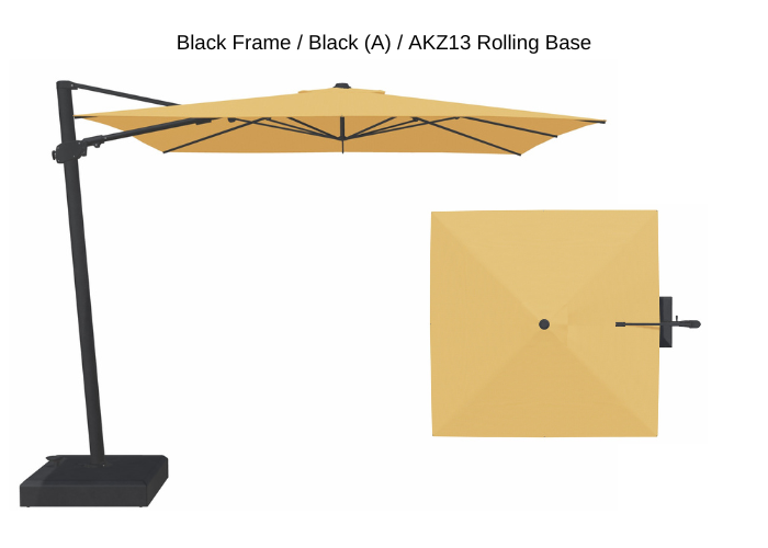 Treasure Garden - AG25T 10' Square Cantilever Umbrella - black / buttercup (A) Sunbrella®