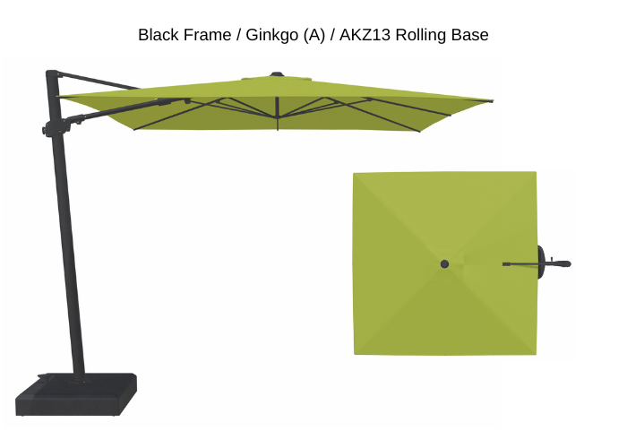 Treasure Garden - AG25T 10' Square Cantilever Umbrella - black / ginkgo (A) Sunbrella®