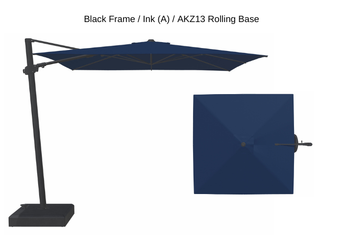 Treasure Garden - AG25T 10' Square Cantilever Umbrella - black / ink (A) Sunbrella®