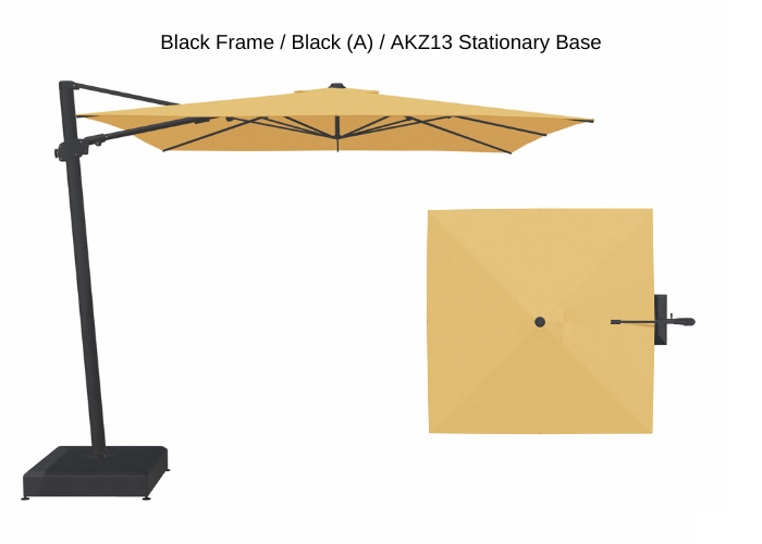 Treasure Garden - AG25T 10' Square Cantilever Umbrella - black / buttercup (A) Sunbrella®