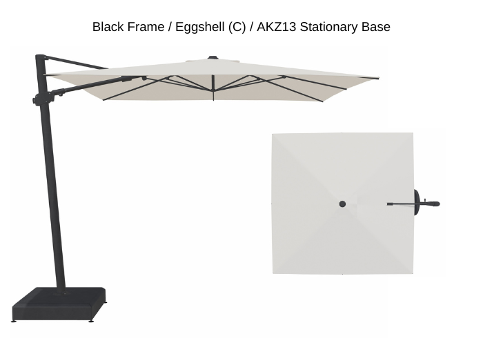 Treasure Garden - AG25T 10' Square Cantilever Umbrella - black / eggshell (C) Sunbrella®