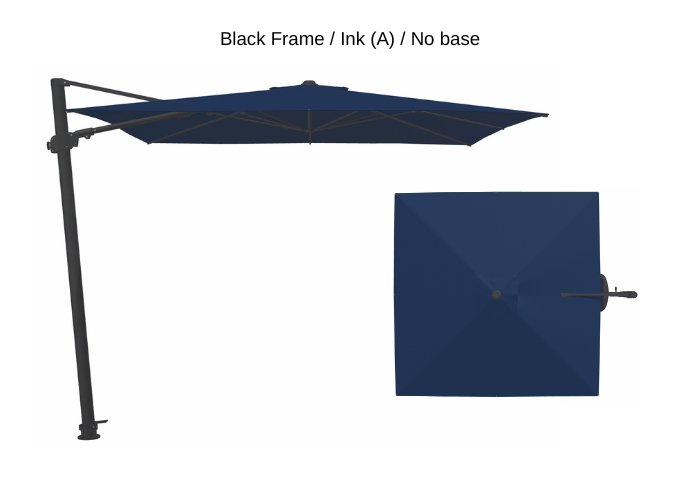 Treasure Garden - AG25T 10' Square Cantilever Umbrella - black / ink (A) Sunbrella®