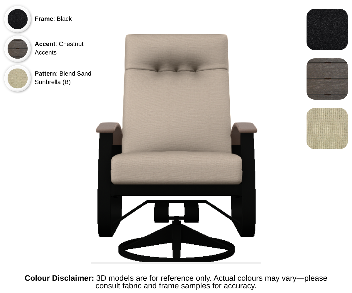 Telescope - Belle Isle - Cushion Supreme Swivel Rocker - black frame / chestnut accent / blend sand (B)