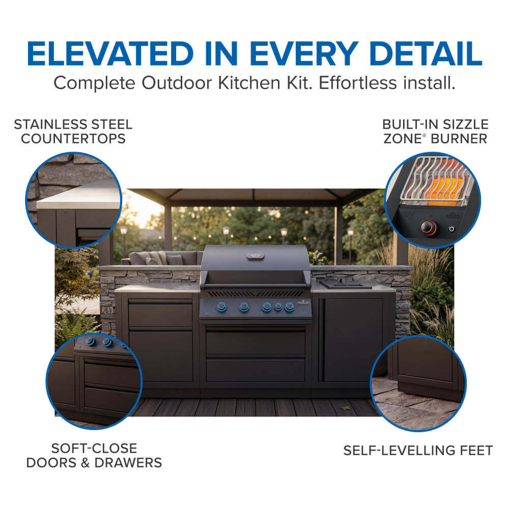 Napoleon OASIS Outdoor Kitchen with Built-In 700 Series 32-inch Grill — Stainless Steel Countertops