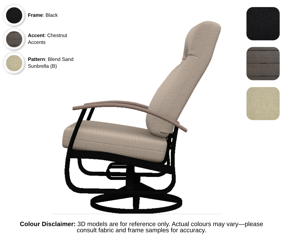 Telescope - Belle Isle - Cushion Supreme Swivel Rocker - black frame / chestnut accent / blend sand (B)
