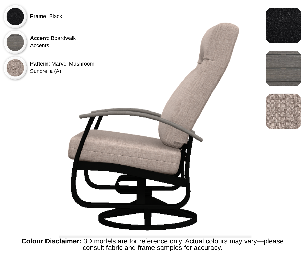 Telescope - Belle Isle - Cushion Supreme Swivel Rocker - black frame / boardwalk accent / marvel mushroom (A)