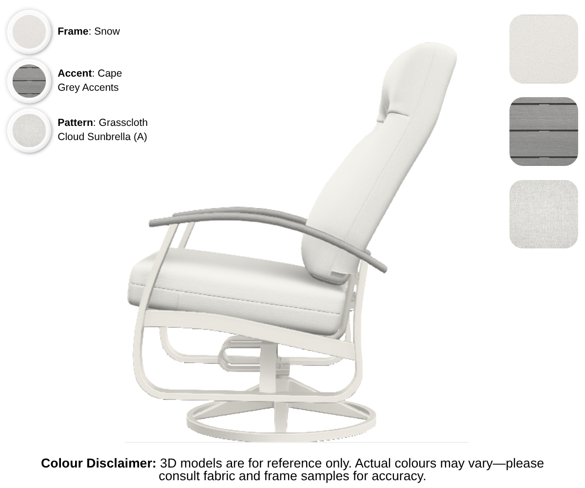 Telescope - Belle Isle - Cushion Supreme Swivel Rocker - snow frame / cape grey accent / grasscloth cloud (A)