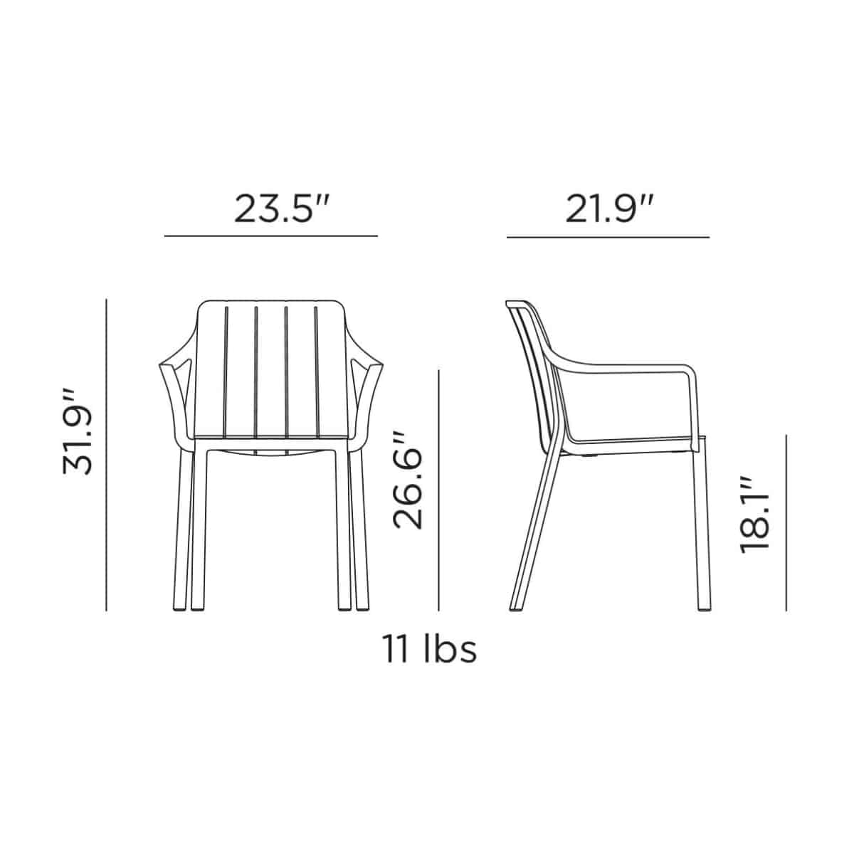 TIBERINA dining armchair by Nardi