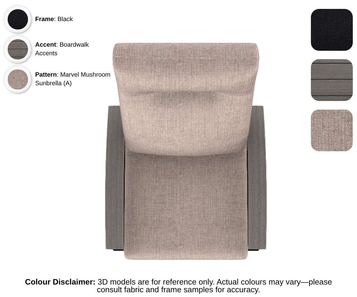 Telescope - Belle Isle - Cushion Supreme Swivel Rocker - black frame / boardwalk accent / marvel mushroom (A)