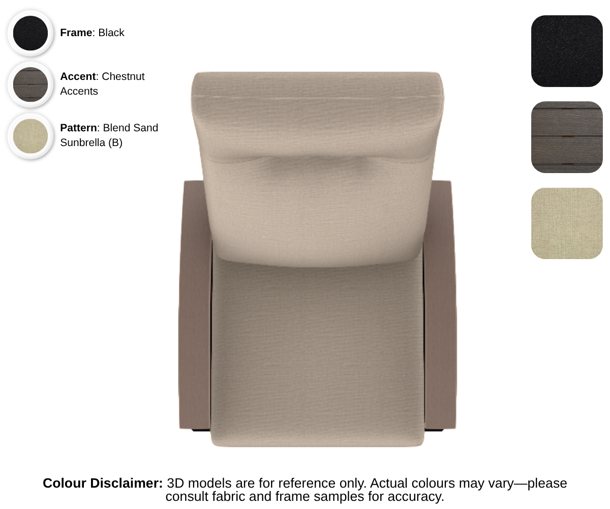 Telescope - Belle Isle - Cushion Supreme Swivel Rocker - black frame / chestnut accent / blend sand (B)