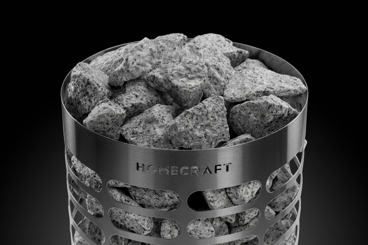 Close-up of stones in the Apex Mini heater