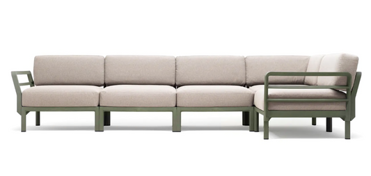 Nardi Maximo 5 Piece Sectional with clip-on table - Cactus / Perla
