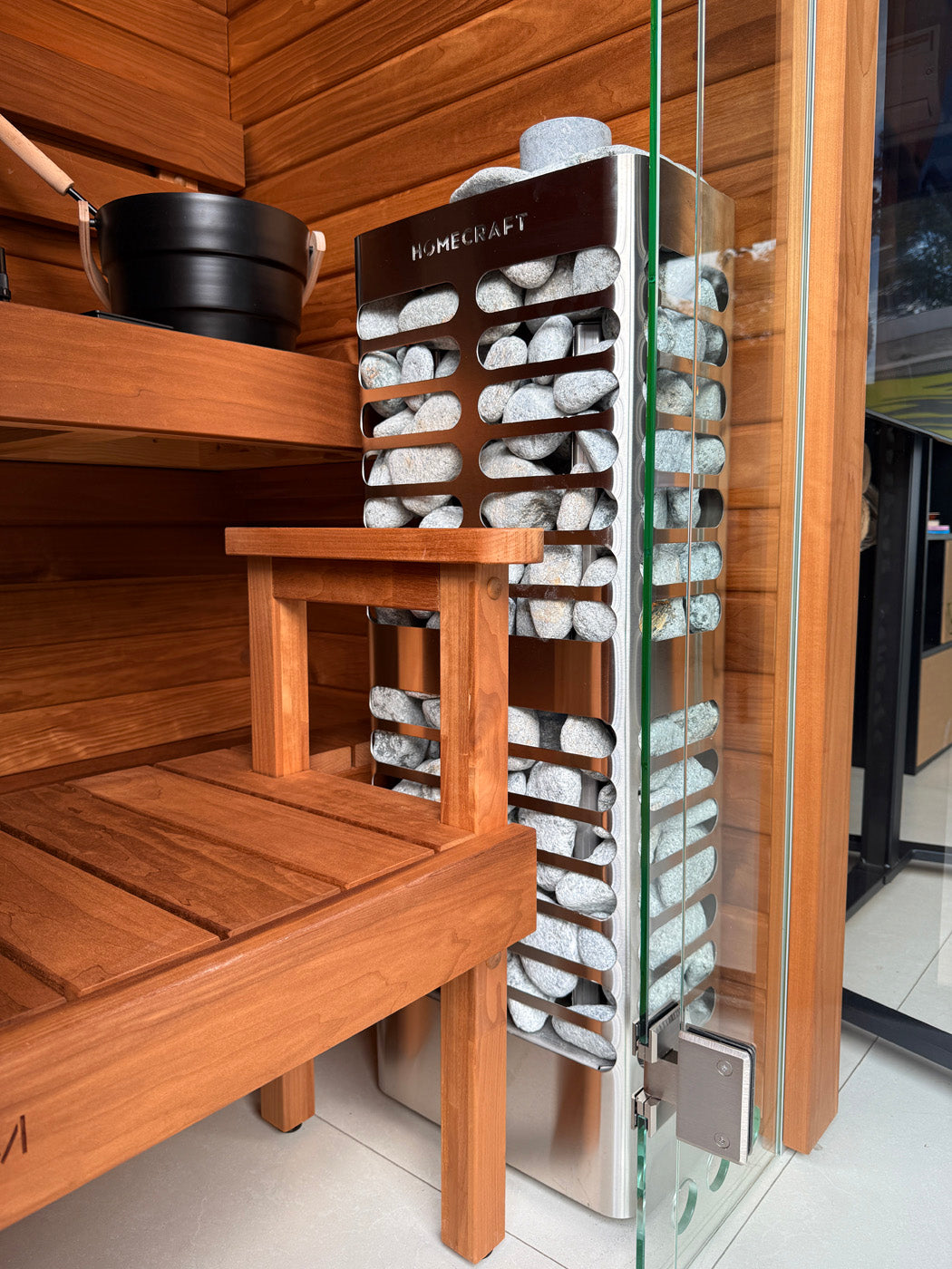 Revive Slim heater installed in a cedar sauna